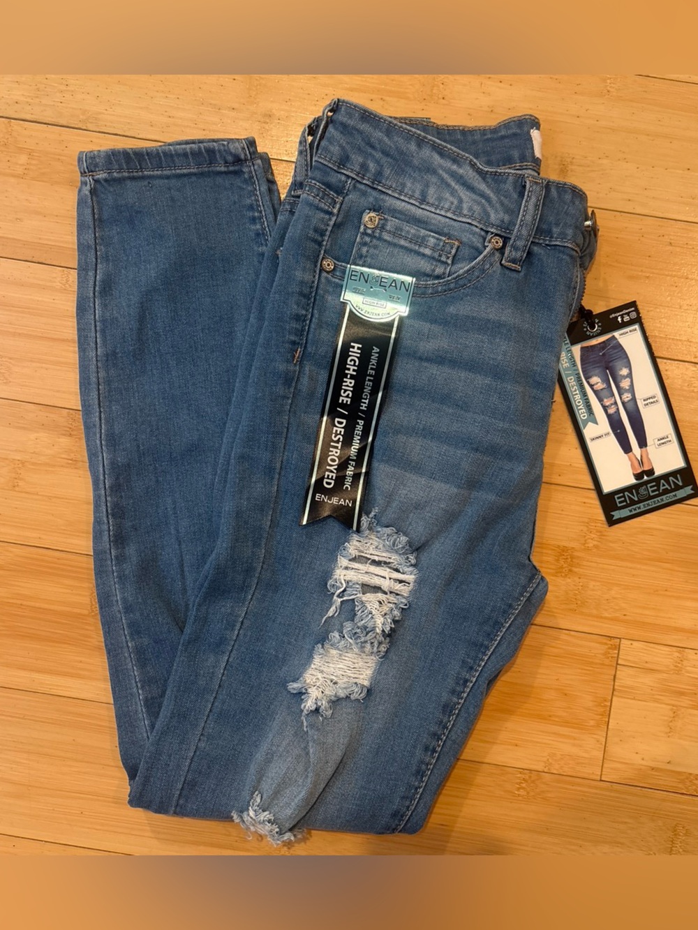 Women's High-Rise Distressed Blue Jeans